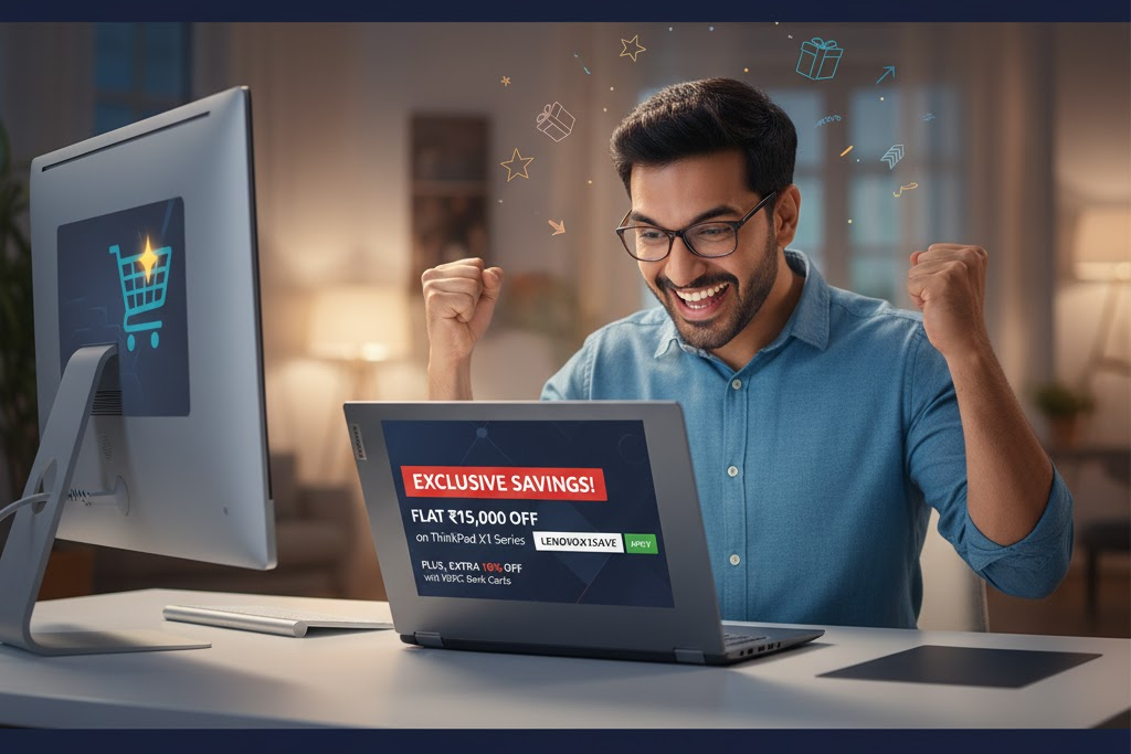 Lenovo Coupon Codes India - Tech enthusiasts can save money on Lenovo laptops and accessories with SaveByCoupons.