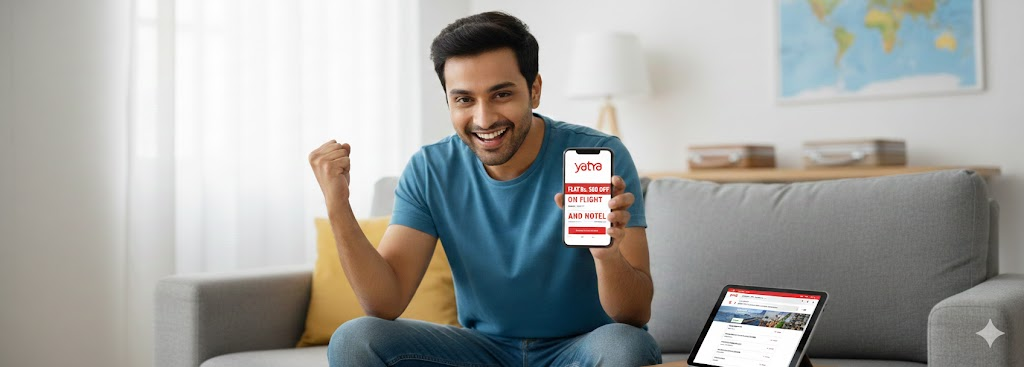 Latest Yatra coupon codes and promo offers for flights, hotels, and holiday bookings by SaveByCoupons